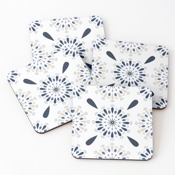 Item preview, Scandinavian Floral Geometric Pattern Blue Beige Minimal Seamless Design designed and sold by CHANCHANAI.
