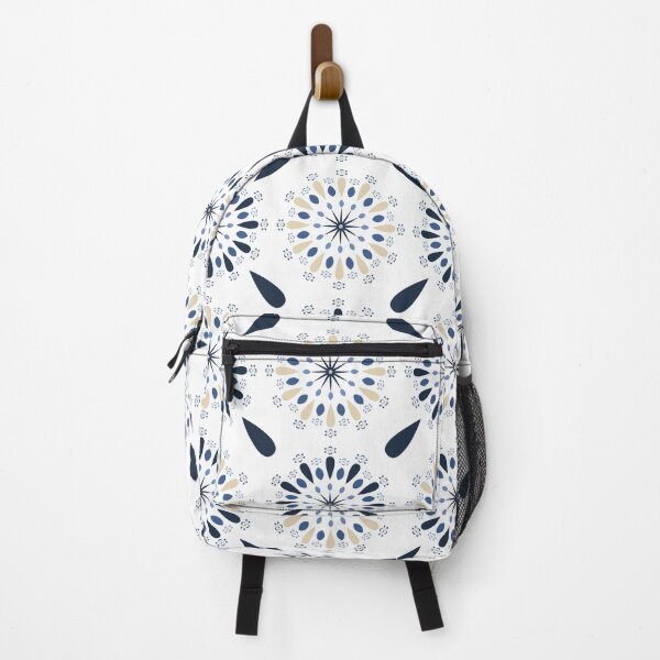 Item preview, Scandinavian Floral Geometric Pattern Blue Beige Minimal Seamless Design designed and sold by CHANCHANAI.