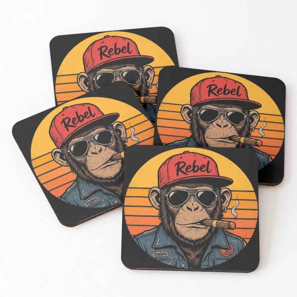Item preview, Rebel Monkey in Denim Jacket and Red Cap Vintage Art designed and sold by seven things shop.