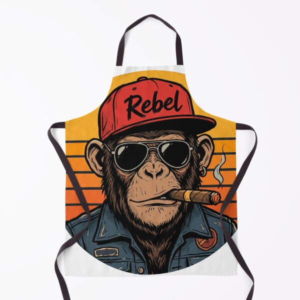 Item preview, Rebel Monkey in Denim Jacket and Red Cap Vintage Art designed and sold by seven things shop.