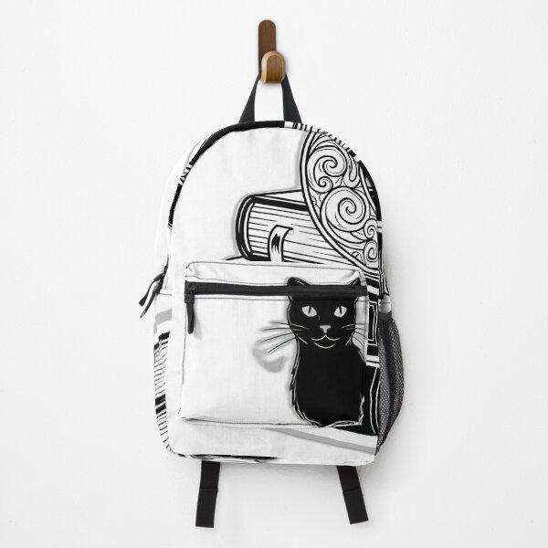 Item preview, Black Cat Stacked Spellbooks Moon Charm designed and sold by IllumeInk.