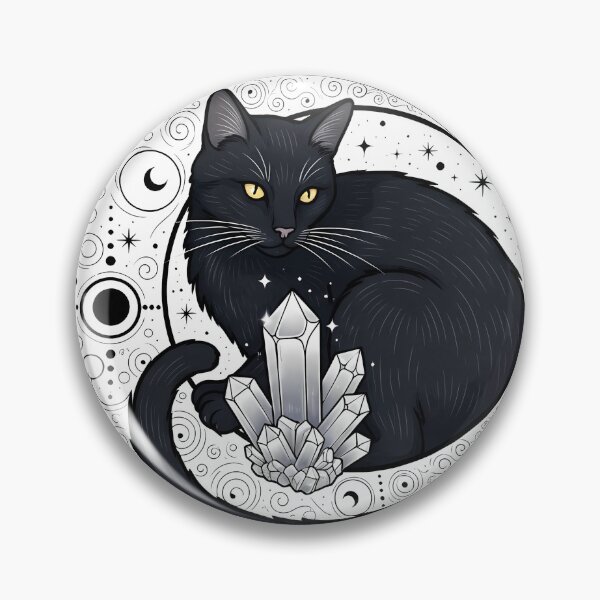 Item preview, Black Cat Crystal Moon Seal designed and sold by IllumeInk.