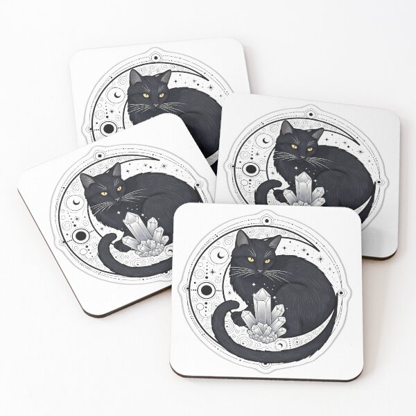 Item preview, Black Cat Crystal Moon Seal designed and sold by IllumeInk.