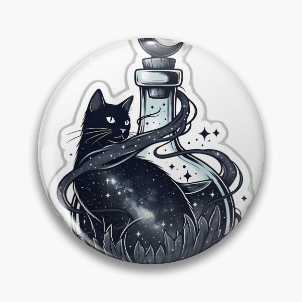 Item preview, Black Cat Starry Potion Shelf Emblem designed and sold by IllumeInk.