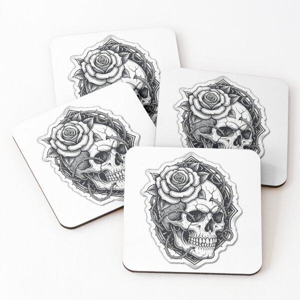 Item preview, Gothic Skull Rose Emblem designed and sold by IllumeInk.