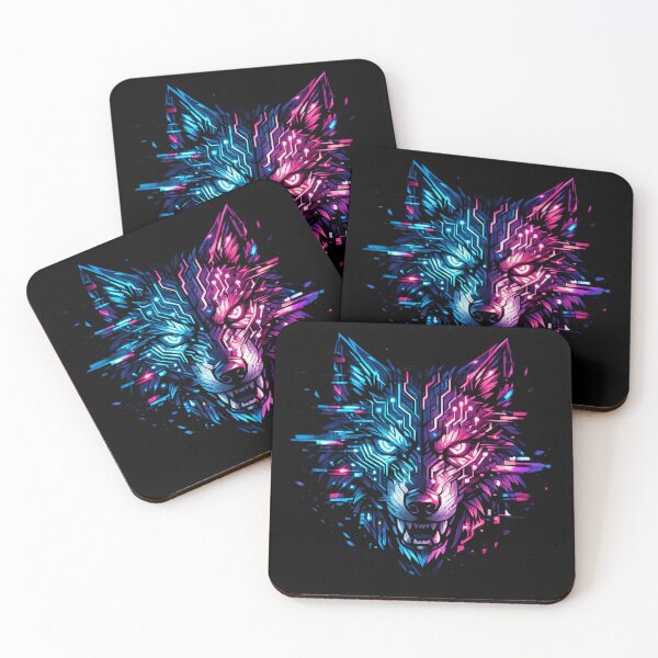 Item preview, Cyberpunk Wolf Head Glitch Design – Neon Blue Pink Tech Wolf Graphic designed and sold by JonelCrafts.