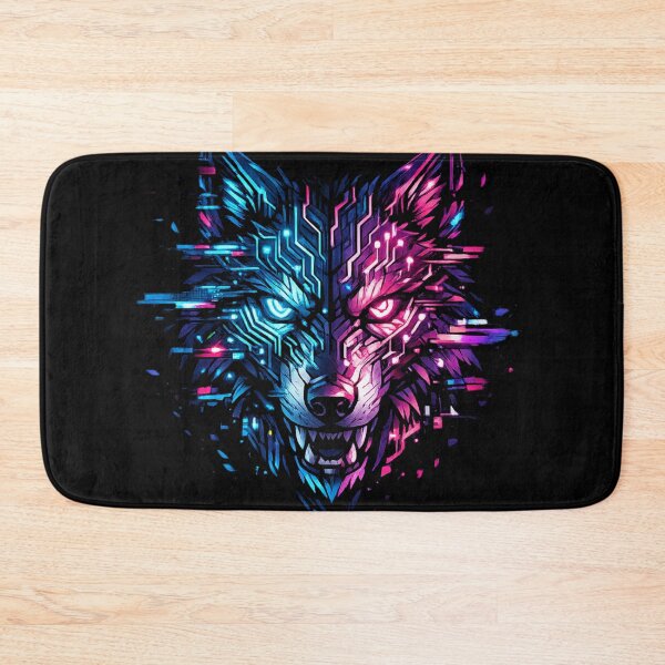 Item preview, Cyberpunk Wolf Head Glitch Design – Neon Blue Pink Tech Wolf Graphic designed and sold by JonelCrafts.