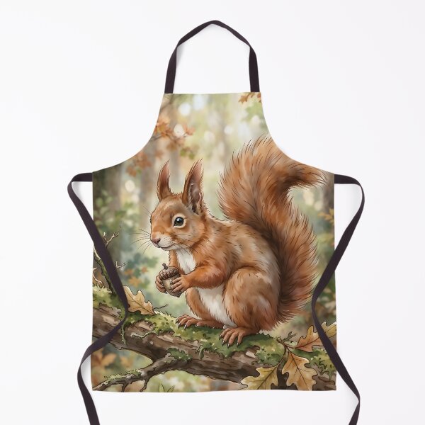 Item preview, Red Squirrel Watercolor Art - Forest Animal Painting with Acorn designed and sold by RubisLeaf.