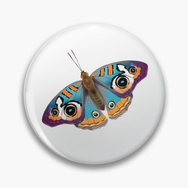 Item preview, Colorful butterfly with blue and orange wings sits on white background during springtime in nature designed and sold by Ms. Iryna.