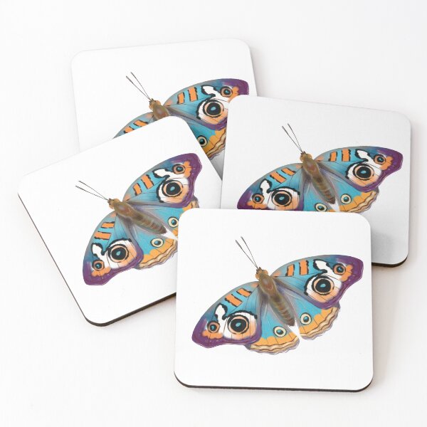 Item preview, Colorful butterfly with blue and orange wings sits on white background during springtime in nature designed and sold by Ms. Iryna.