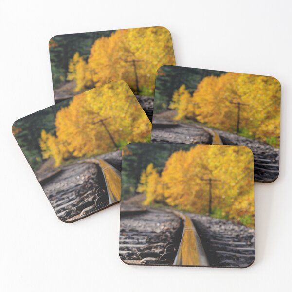 Item preview, Railway Track in Autumn – Golden Leaves Perspective View designed and sold by onubi.