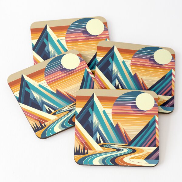 Item preview, Geometric Mountain Sunset Landscape designed and sold by InkSmithery.