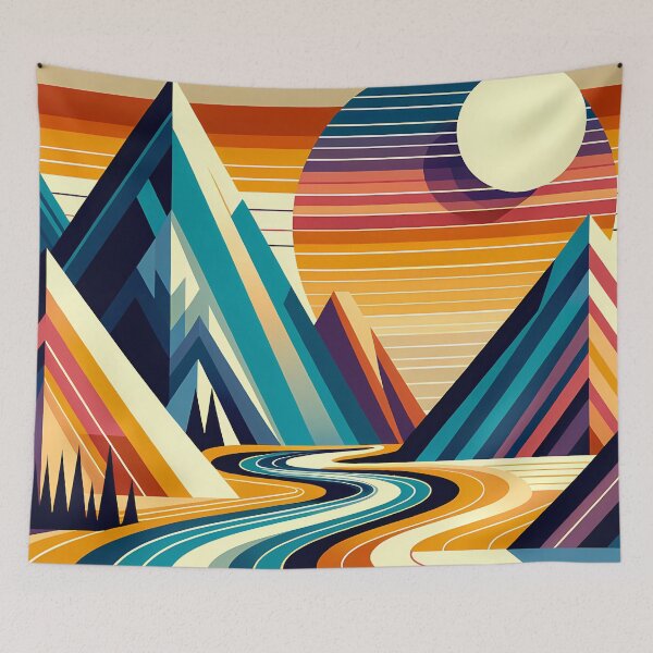 Item preview, Geometric Mountain Sunset Landscape designed and sold by InkSmithery.