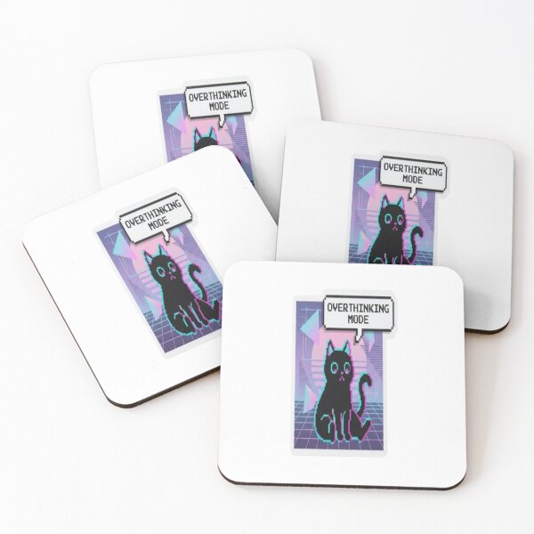 Item preview, Pixel Overthinking Cat Sticker – Retro Anxiety Cat Aesthetic designed and sold by Velora Design .