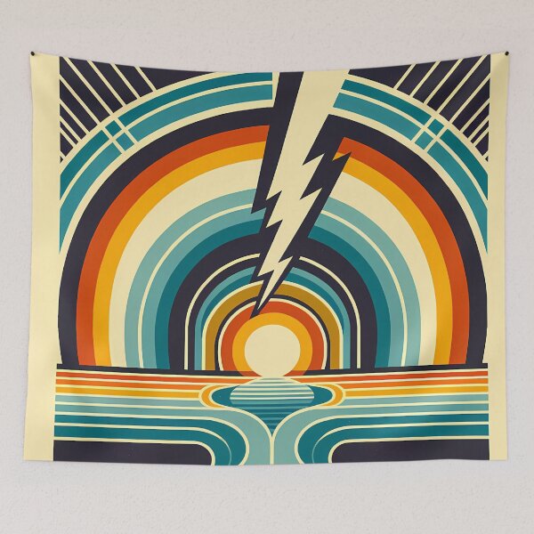 Item preview, Retro Rainbow Lightning Sunset designed and sold by InkSmithery.