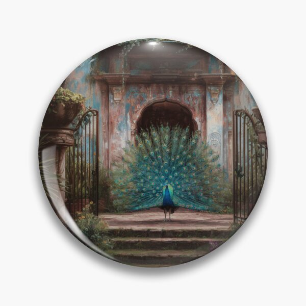 Item preview, A majestic Peacock displaying its full tail in a palace garden, Birds in Motion designed and sold by CDC40.