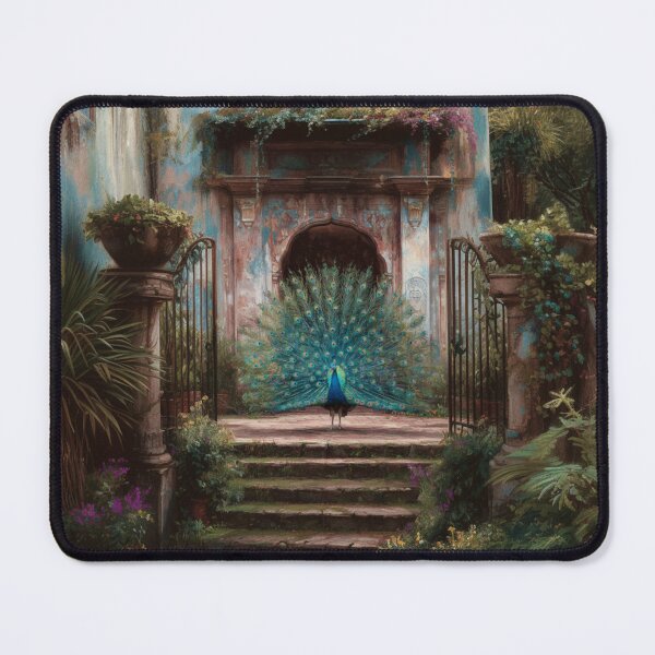 Item preview, A majestic Peacock displaying its full tail in a palace garden, Birds in Motion designed and sold by CDC40.