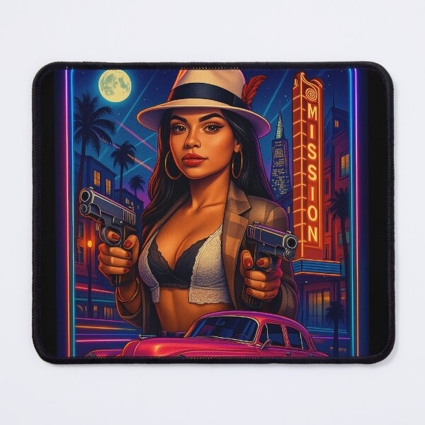 Item preview, La Mission Femme Fatale Lowrider Crimewave Neon Tee designed and sold by DyfunctionalTee.