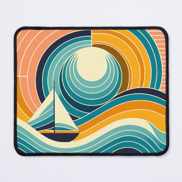 Item preview, Geometric Sailboat at Sunset Waves designed and sold by InkSmithery.