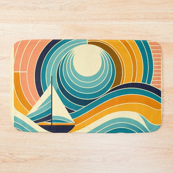 Item preview, Geometric Sailboat at Sunset Waves designed and sold by InkSmithery.