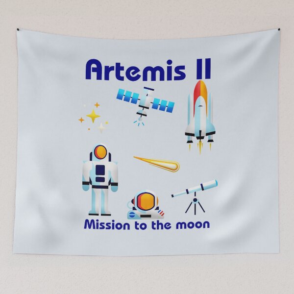 Item preview, Artemis II Mission To The Moon - Space Exploration Flat Art Elements designed and sold by Yasmine Mohammed.