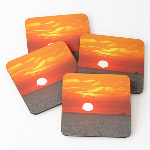 Item preview, Golden Sunset Over Sea – Boat Silhouette Ocean View designed and sold by onubi.
