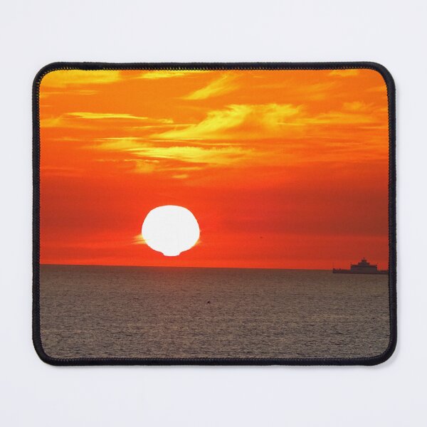 Item preview, Golden Sunset Over Sea – Boat Silhouette Ocean View designed and sold by onubi.