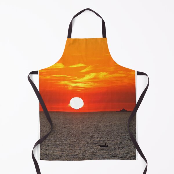 Item preview, Golden Sunset Over Sea – Boat Silhouette Ocean View designed and sold by onubi.