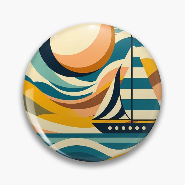 Item preview, Abstract Sailboat on Colour Block Waves designed and sold by InkSmithery.