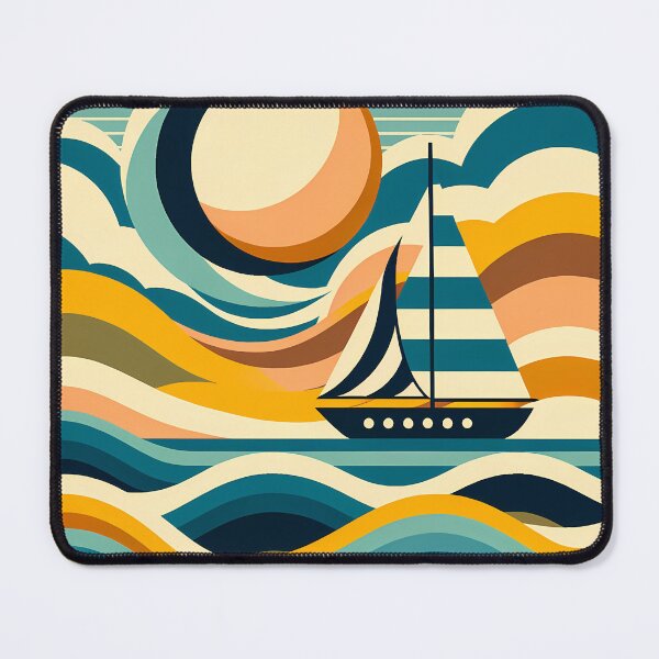 Item preview, Abstract Sailboat on Colour Block Waves designed and sold by InkSmithery.