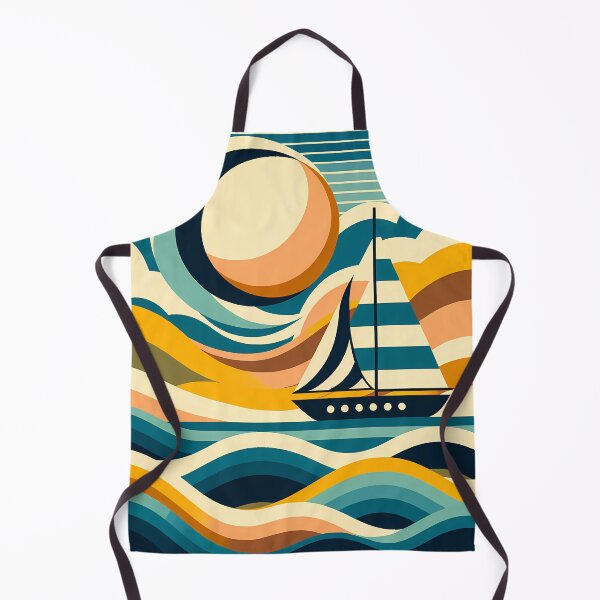 Item preview, Abstract Sailboat on Colour Block Waves designed and sold by InkSmithery.