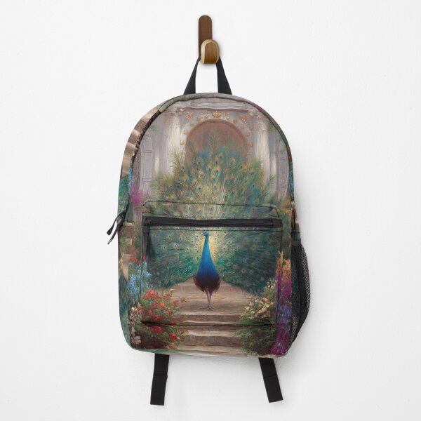 Item preview, A majestic Peacock displaying its full tail in a palace garden, Birds in Motion designed and sold by CDC40.