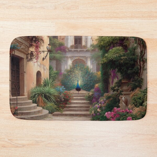 Item preview, A majestic Peacock displaying its full tail in a palace garden, Birds in Motion designed and sold by CDC40.