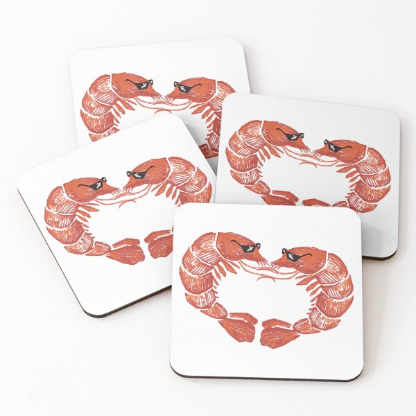 Item preview, Cute Shrimp Heart – Funny Seafood Couple in Sunglasses designed and sold by Pryhozha.