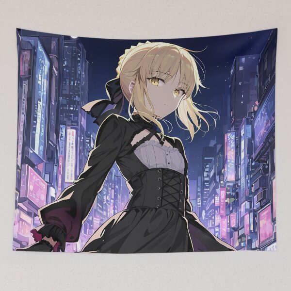 Item preview, Saber Alter Fate Stay Night Anime Girl Neon Streets designed and sold by Tokyonomad.
