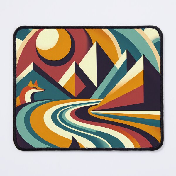 Item preview, Geometric Mountain Landscape with Fox and Sun designed and sold by InkSmithery.