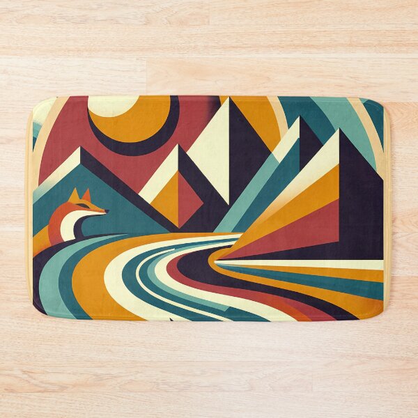 Item preview, Geometric Mountain Landscape with Fox and Sun designed and sold by InkSmithery.