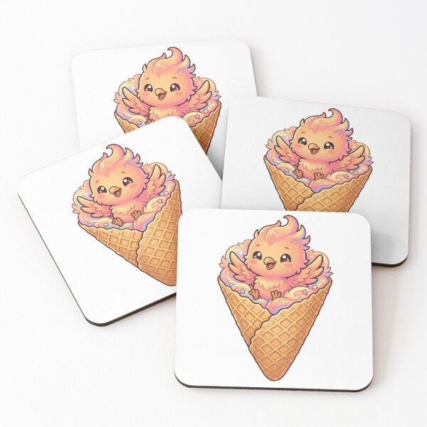 Item preview, Cute Kawaii Baby Phoenix Ice Cream Cone Vector Illustration Magic designed and sold by DiNata.