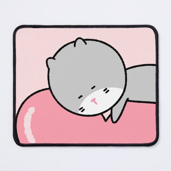Item preview, Sleepy Gray Cat on a Big Pink Heart designed and sold by ubborn.