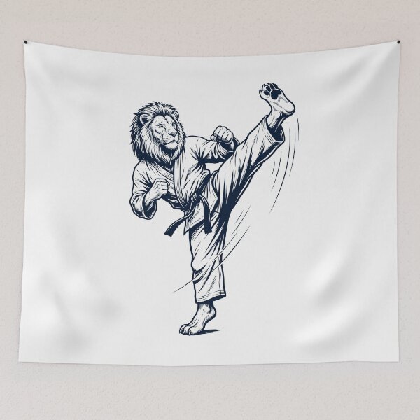 Artikelvorschau, Vintage Löwe beim Karate Kampfsport Tierliebhaber entworfen und verkauft von TerryConnells.