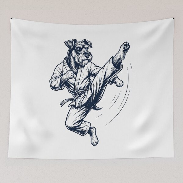 Item preview, Vintage Miniature Schnauzer Doing Karate Martial Art Dog Lover designed and sold by TerryConnells.