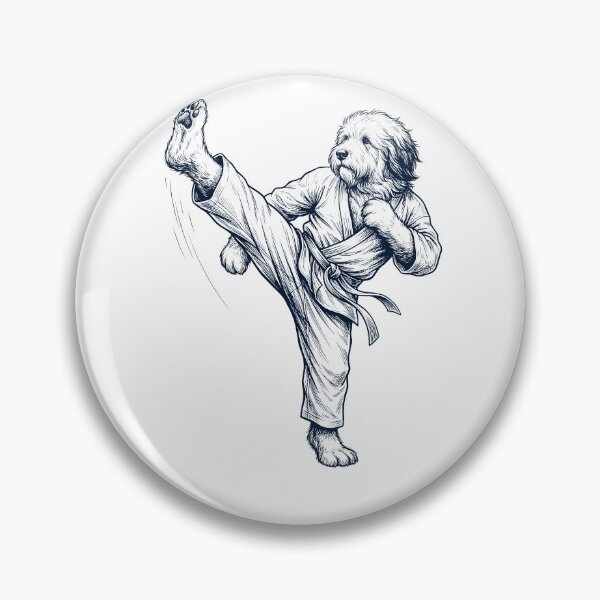 Item preview, Vintage Old English Sheepdog Doing Karate Martial Art Dog Lover designed and sold by TerryConnells.