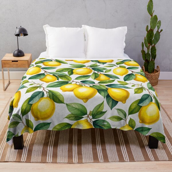 Item preview, Yellow lemons on white background designed and sold by AnnaHolyph.