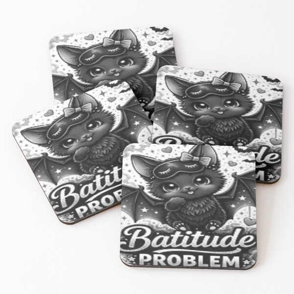 Item preview, Batitude Problem Black and White Cute Gothic Bat Minimalist Aesthetic Design designed and sold by InkedRebel.