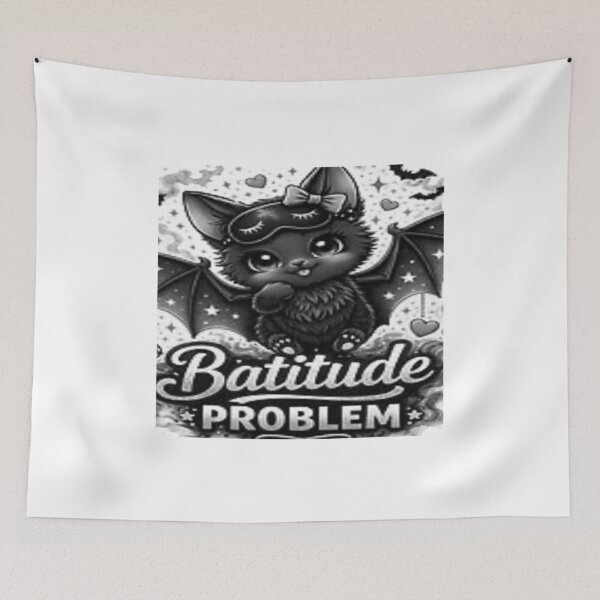 Item preview, Batitude Problem Black and White Cute Gothic Bat Minimalist Aesthetic Design designed and sold by InkedRebel.