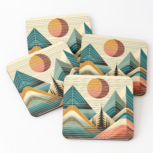 Item preview, Geometric Mountain Lines at Sunset designed and sold by InkSmithery.