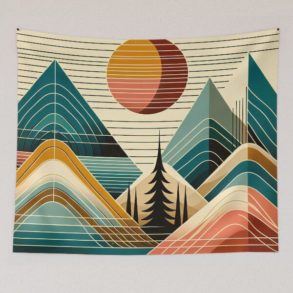 Item preview, Geometric Mountain Lines at Sunset designed and sold by InkSmithery.