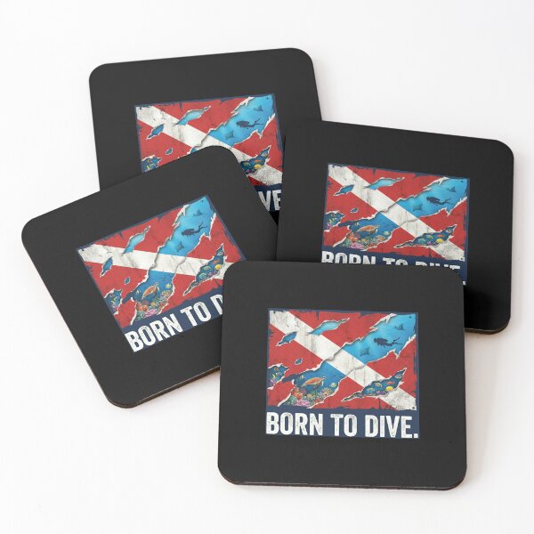 Item preview, Born To Dive Scuba Diver Down Shredded Flag Marine Life designed and sold by RobertLeibowitz.