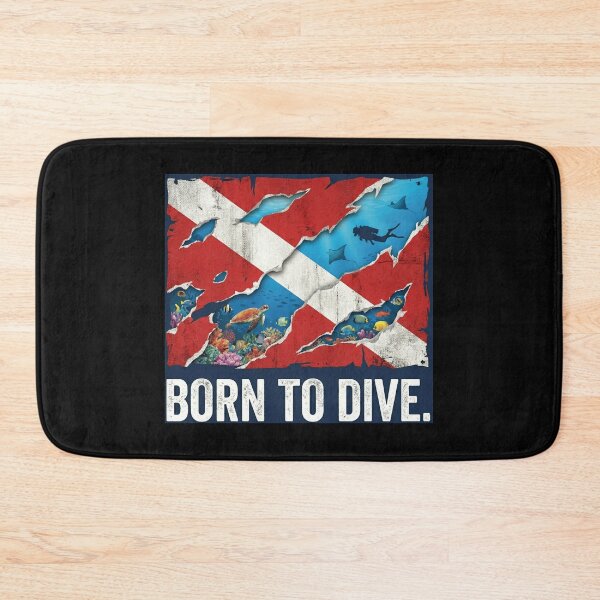 Item preview, Born To Dive Scuba Diver Down Shredded Flag Marine Life designed and sold by RobertLeibowitz.