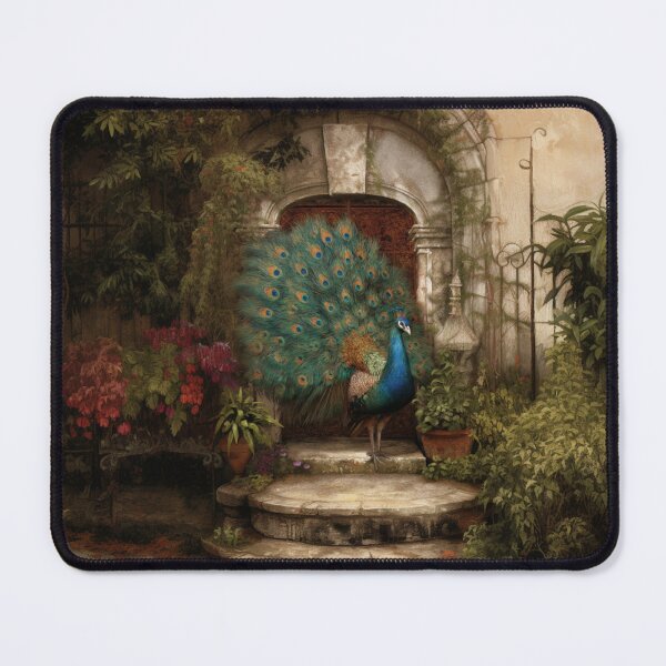 Item preview, A majestic Peacock displaying its full tail in a palace garden, Birds in Motion designed and sold by CDC40.